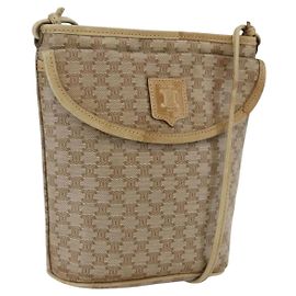 Céline Borsa a Spalla in Tela Macadam CELINE PVC Beige Oro Auth 173481 Beige D'oro