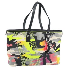 Christian Dior Anselmurail Tote Bag Canvas Multicolor Silver Auth 165371M Silvery Multiple colors