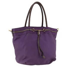 PRADA Sac à main en nylon violet doré Auth ep13355 Doré Violet