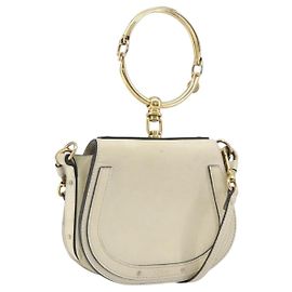 Chloé Chloe Nile Hand Bag Leather 2way Ivory Gold Auth 169835 Golden Cream