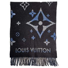 Louis Vuitton Cachecol reversível de lã e caxemira Monogram Galaxy Azul