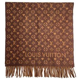 Louis Vuitton Bufanda reversible de cachemira Monogram Game On Castaño