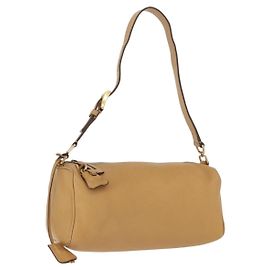 Bolsa de Ombro PRADA em Couro Marrom Dourado Auth 172272 Marrom Dourado