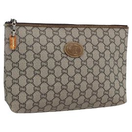 GUCCI GG Plus Supreme Pochette en PVC Beige Or Auth am10687 Beige Doré