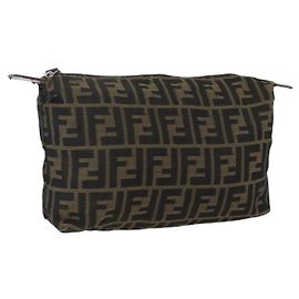 FENDI Zucca Canvas Tasche Schwarz Braun Auth 173494 Braun Schwarz