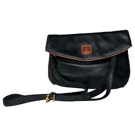 Céline Bolsa de ombro cruzada em couro vintage Celine Paris preta e marrom Preto