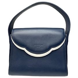 Bolsa de couro vintage Courreges Paris azul marinho Azul marinho