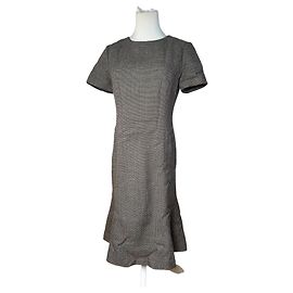 Vintage Balenciaga Wool Dress Black White Brown Black