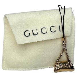 Vintage Gucci Horsebit Bag Emblossed Keychain Gold Golden