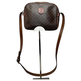 Céline Vintage Celine Paris Triomphe Monogram Leather Shoulder bag Brown Brown