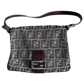 Borsa a spalla Fendi Zucca Mama Baguette Marrone Marrone