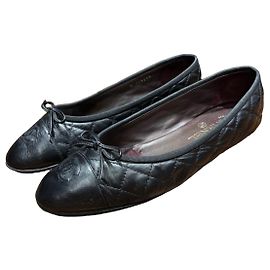 Chanel Quilted Leather Ballet Flats Black
