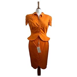 Traje de falda Thierry Mugler naranja de algodón Naranja
