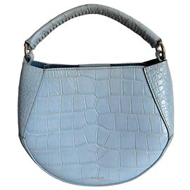 Bolsa Wandler feita de couro azul claro com estampagem de crocodilo Azul claro