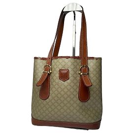 Céline Sac seau en cuir monogramme Triomphe de Celine Paris vintage marron vert Beige