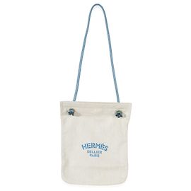 Hermès Bleu Jean Epsom Toile Ecru Aline Grooming PM Blu Beige
