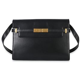 Borsa a spalla Manhattan media in pelle di vitello nera Saint Laurent Nero