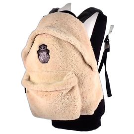 Billionaire Mr. Plutus Fluffy Backpack Crest Beige