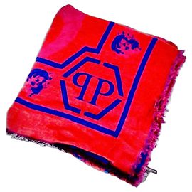 Sciarpa Philipp Plein con stampa teschio Rosso Blu Porpora