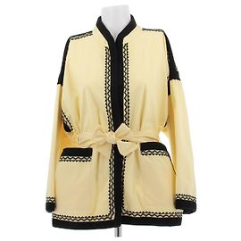 Antik Batik Giacca gialla con ricami neri in cotone Giallo