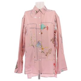 Lanvin Camicia rosa in seta con coniglio Rosa