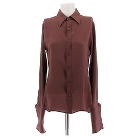Saint Laurent Camicia marrone in seta Marrone