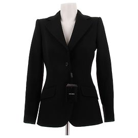 Dolce & Gabbana Blazer preto com interior de leopardo em lã Preto