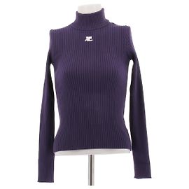 Courreges Pull en maille col roulé violet Purple
