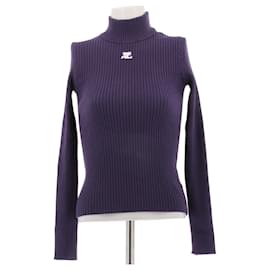Courreges Pull en maille col roulé violet Violet
