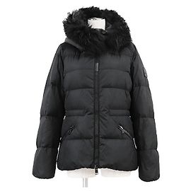 Coach Down Jacket Sheepskin Cow Leather Nylon Down Jacket Black
