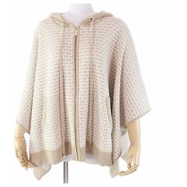 Poncho de Tricô MK SIGNATURE da Michael Kors Branco Bege