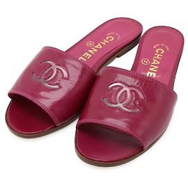 Sandales en cuir Chanel Coco Mark Rose Fuschia