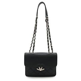 Sac à main en cuir de veau Chanel Coco Mark Noir