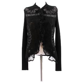 Roberto Cavalli Cardigan de malha e couro preto Preto