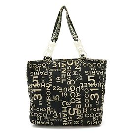 Chanel By Sea Line Canvas 2way bag Black Cream