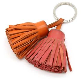Chaveiro de couro Hermès Carmen Un Dos Rosa Laranja