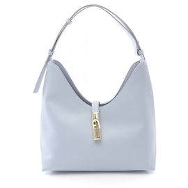 Bolsa de Ombro de Couro Goccia da Furla Azul