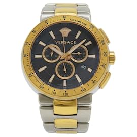 Versace Mystic Sport Uhr aus Edelstahl mit Goldbeschichtung Schwarz