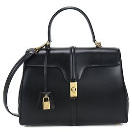 Céline Bolsa de mão clássica Celine 16 (Cèze) - Couro de bezerro preto Preto
