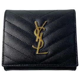 Saint Laurent Women's Cassandra Tri-fold Wallet Black
