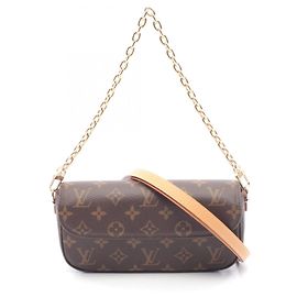Carteira de couro Ivy Louis Vuitton com corrente Marrom