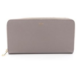 Céline Celine Beige Leather Long Wallet Beige