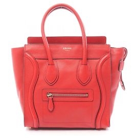 Céline Celine Luggage Micro Shopper Tote Bag Rot