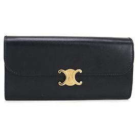 Céline Celine Triomphe Large Black Wallet Black
