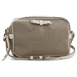 Borsa a Spalla Jacquard Prada Beige