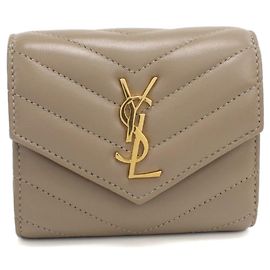 Saint Laurent Cassandra Multifold Wallet Beige