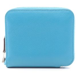 Hermès Azap Compact Silkin Round Wallet Blue