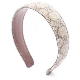 Faixa de cabelo de couro Gucci Marrom Bege