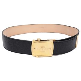 Cinto de couro com fivela dourada Loewe Preto Dourado