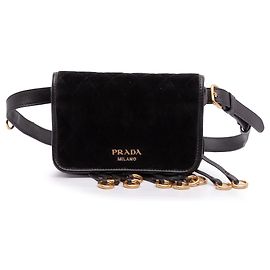 Borsa a cintura convertibile in velluto nero Impuntu di Prada Nero